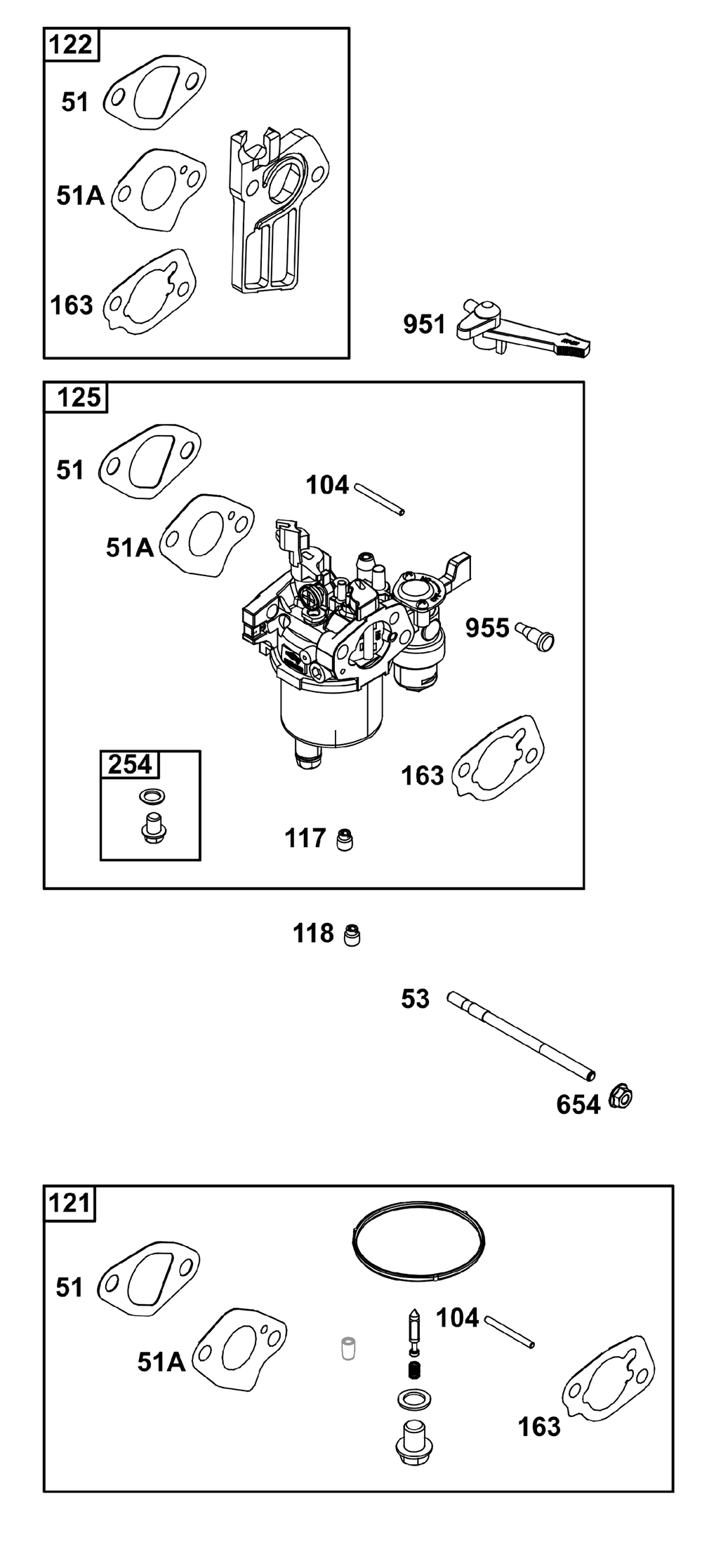 Carburetor Group Diagram and Parts List for 130G62-0153-H5 100000 - 19Z999 Briggs and Stratton Engine